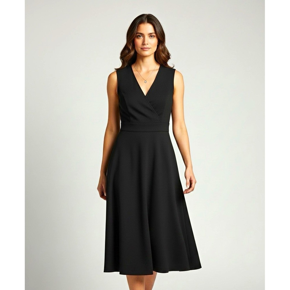 Vintage Bonnie Cashin B Altman & Co Black Sleeveless V-Neck A-Line Midi Dress 10